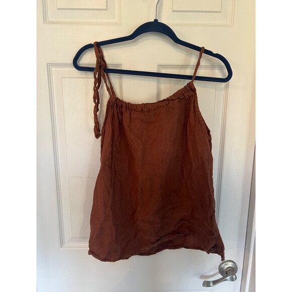 Bella Umbra Made in Italy 100% Linen Brown Tank Top Size Small - Picture 4 of 7